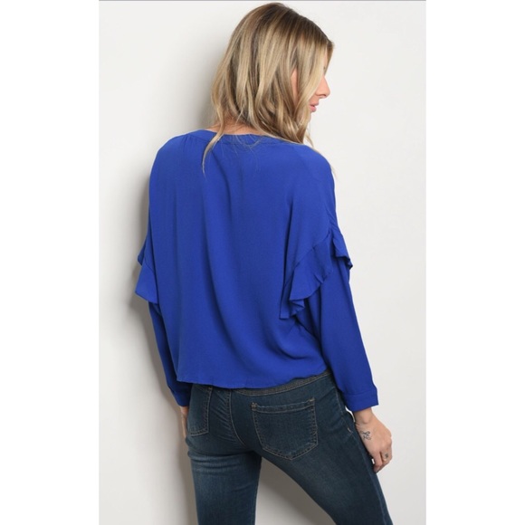 Blue Ruffle Blouse - Picture 2 of 2